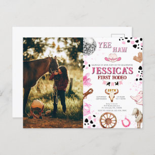 Carte Postale Yee Haw Disco Cowgirl Photo Rodéo Anniversaire