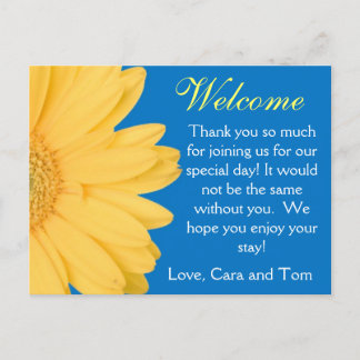 Carte Postale Yellow and Blue Gerber Daisy Wedding Welcome Bag