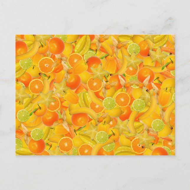 Carte Postale Yellow and orange fruits and vegetables (Devant)