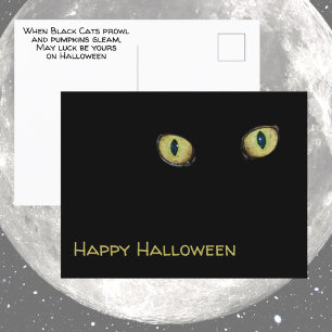 Carte Postale Yellow Cat Eyes Happy Halloween Photographique Noi