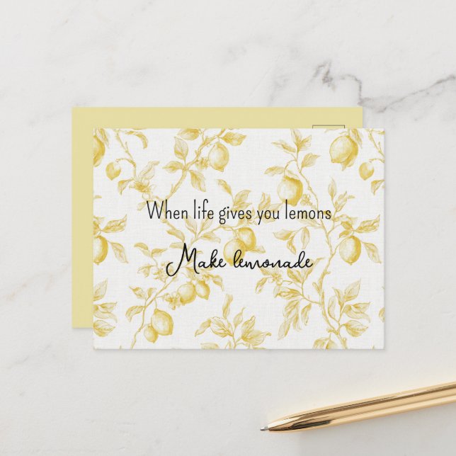 Carte Postale Yellow Fruit Lemons Make Lemonade (Devant/Arrière en situation)
