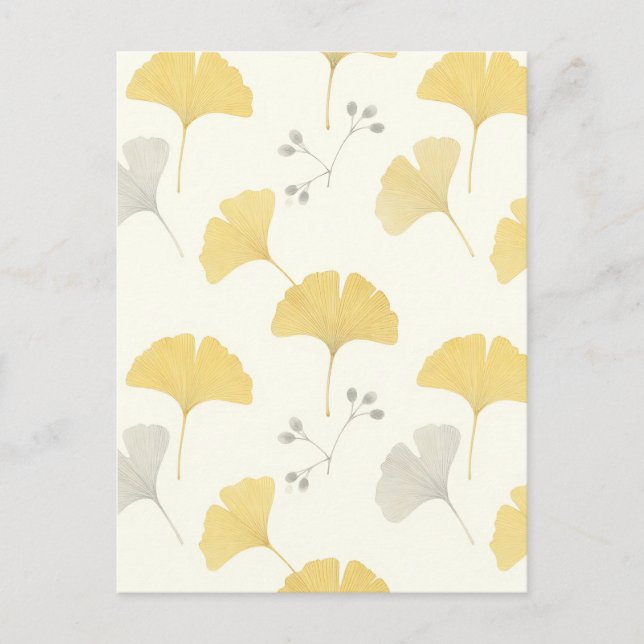 Carte Postale Yellow Ginkgo Fan Leaves Repeat (Devant)