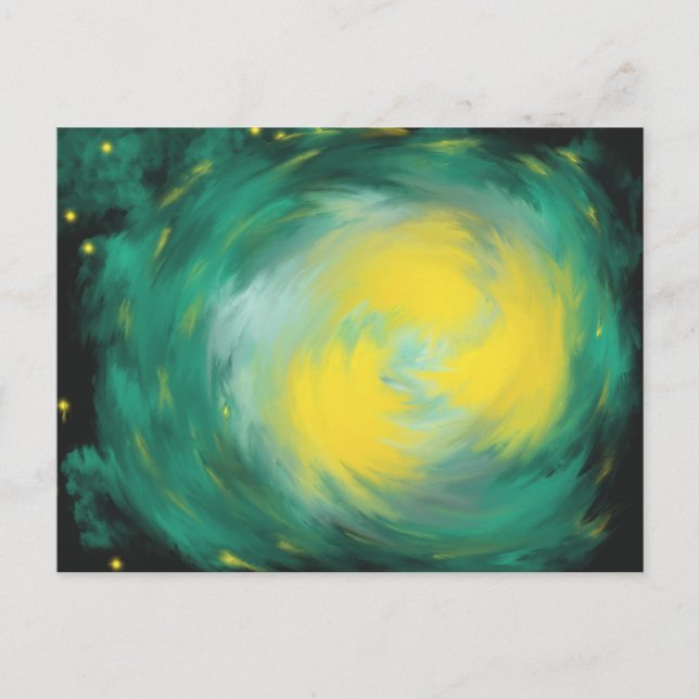 Carte Postale Yellow Green Star Acrylique peinture d'art Abstrai (Devant)