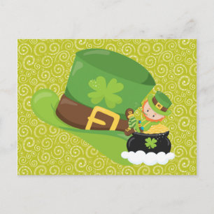 Carte Postale Yellow Green Swils Green Casquette Leprechaun Cart