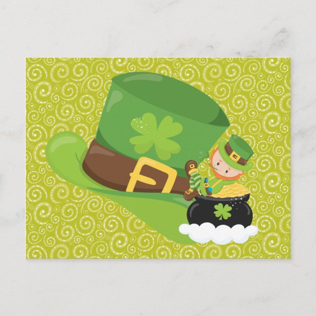 Carte Postale Yellow Green Swils Green Casquette Leprechaun Cart (Devant)