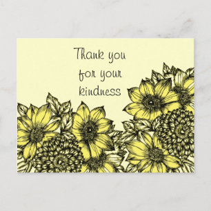 Carte Postale Yellow Sunflower Thank You Postcard