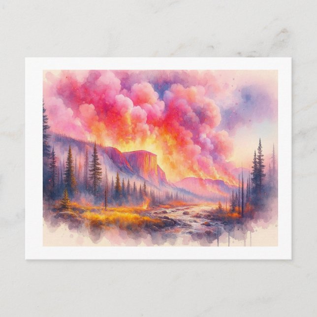 Carte Postale Yellowstone en feu,  (Devant)