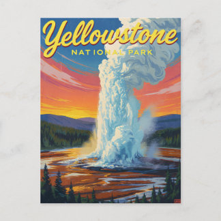Carte Postale Yellowstone Old Faithful Geyser Art
