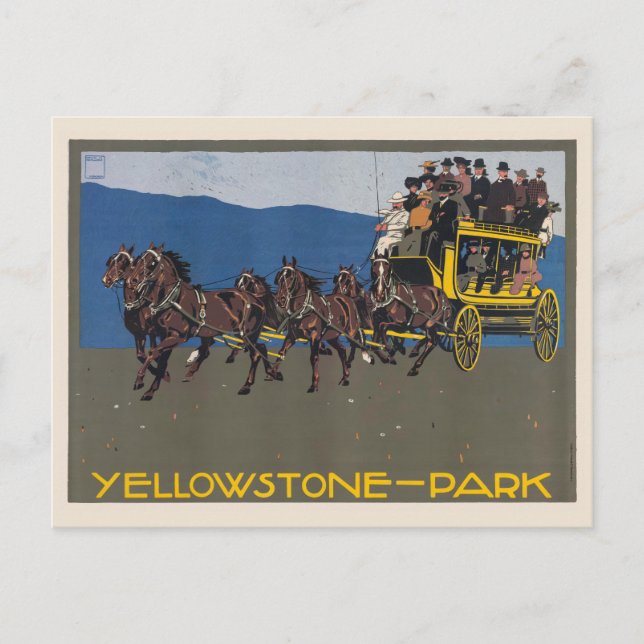 Carte Postale Yellowstone-Park USA Poster vintage 1910 (Devant)
