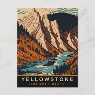 Carte Postale Yellowstone, rivière Firehole, WY, Vintage voyage