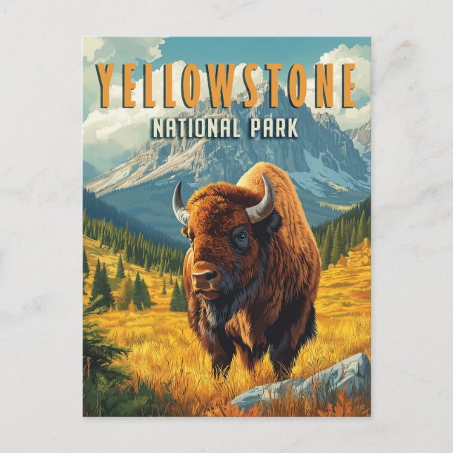 Carte Postale Yellowstone : Un voyage rétro (Devant)