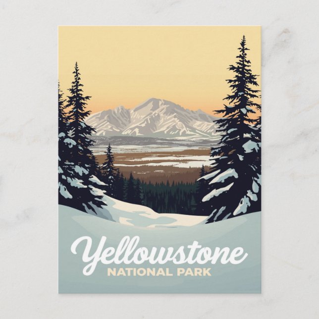 Carte Postale Yellowstone Winter Snow Mountains (Devant)