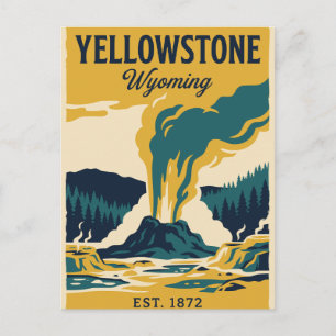 Carte Postale Yellowstone Wyoming Old Faithful vintage