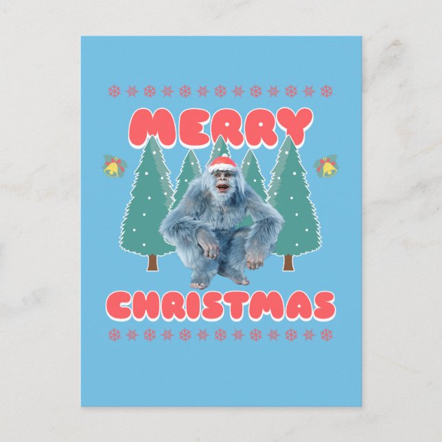 Carte Postale Yeti drôle - Joyeux Noël (Devant)