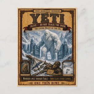 Carte Postale Yéti, Monstre de Cirque Vintage