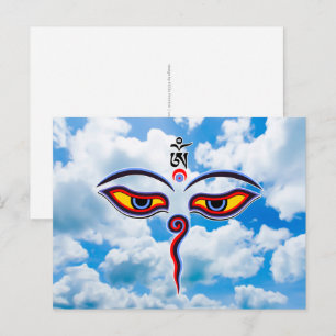 Carte Postale Yeux de sagesse du Bouddha - Yeux du temple de Bod