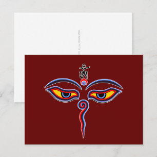 Carte Postale Yeux de sagesse du Bouddha - Yeux du temple de Bod