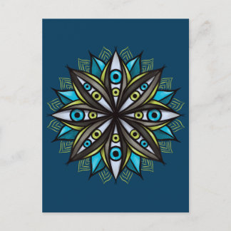 Carte Postale Yeux Étranges Avec Double Fleur Iris Mandala