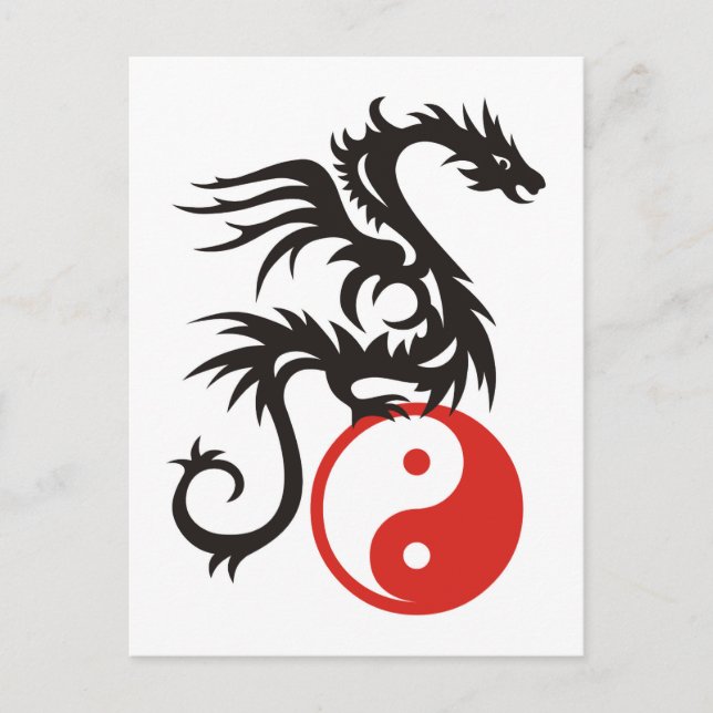 Carte Postale Yin et Yang Dragon (Devant)