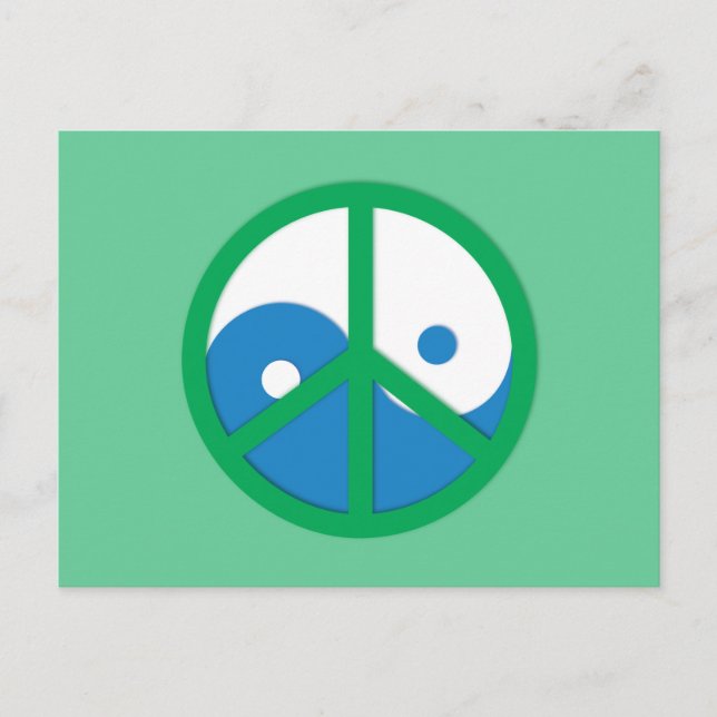 Carte Postale Yin-Yang avec signe de paix (Devant)