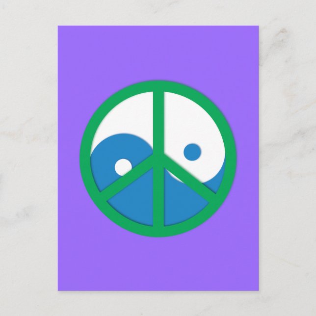 Carte Postale Yin-Yang avec signe de paix (Devant)