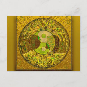 Carte Postale Yin Yang en or