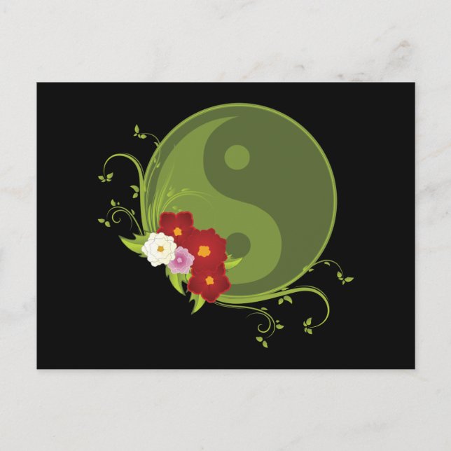 Carte Postale Yin Yang et les fleurs (Devant)