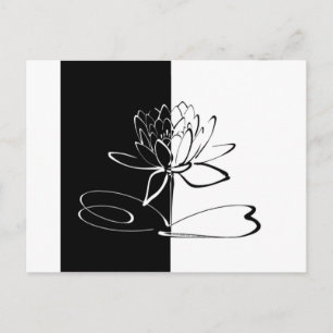 Carte Postale Yin Yang Fleur de Lotus Noir et Blanc