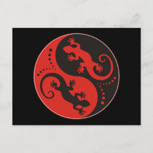 Carte Postale YIN & YANG Geckos black red + your background idea