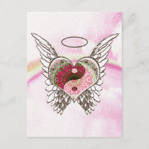 Carte Postale Yin Yang Heart Angel Ailes Aquarelle