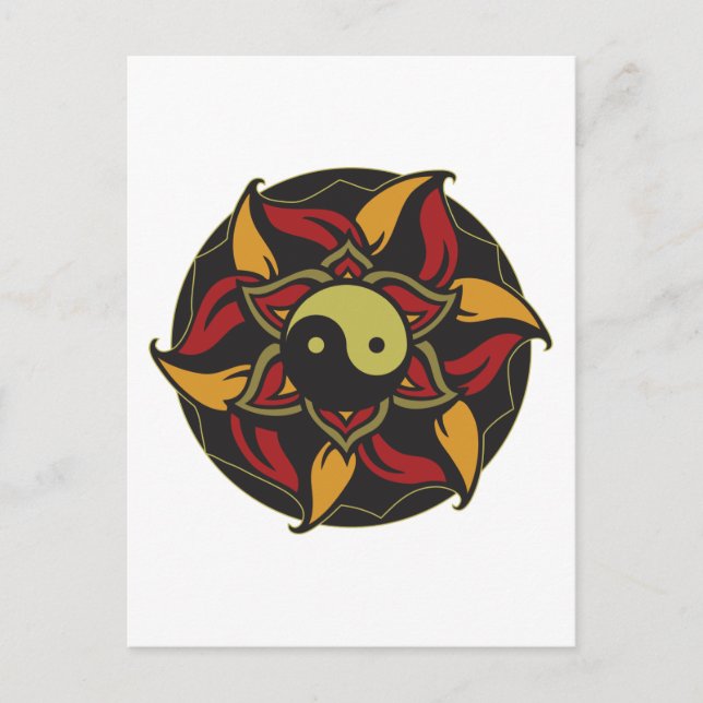 Carte Postale Yin Yang Lotus en floraison (Devant)