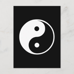 Carte Postale Yin Yang Modèle d'illustration noir et blanc