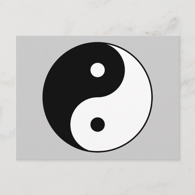 Carte Postale Yin Yang symbole noir blanc (Devant)