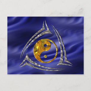 Carte Postale Yin & Yang / Tribal - or argent