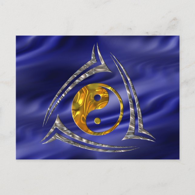 Carte Postale Yin & Yang / Tribal - or argent (Devant)