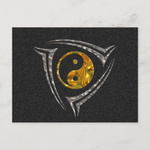 Carte Postale Yin & Yang / Tribal - or argent