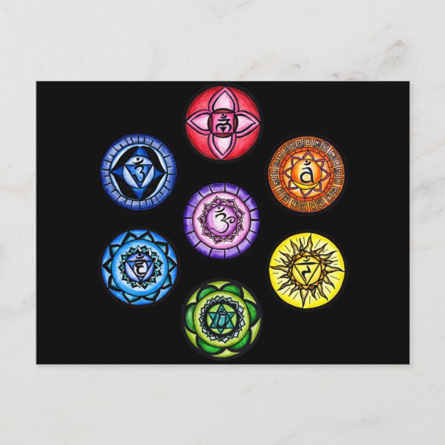 Carte Postale Yoga - 7 chakras Énergie (Devant)