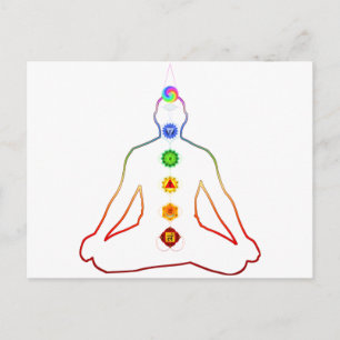 Carte Postale Yoga Asana Siddhasana Pose avec 7 chakras