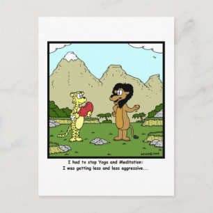 Carte Postale Yoga et méditation : Caricature de lion