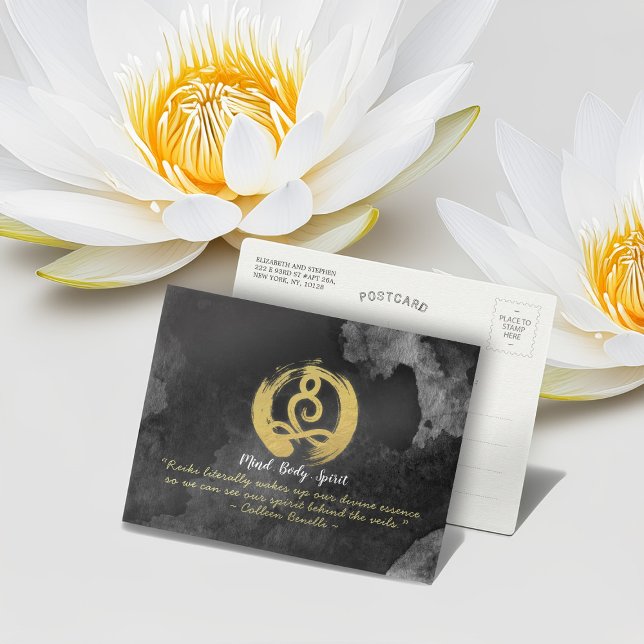 Carte Postale Yoga Instructor Gold Meditation Posture Symbole Ze (Créateur téléchargé)
