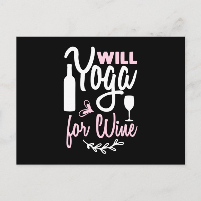 Carte Postale Yoga Lover | Will Yoga For Wine (Devant)