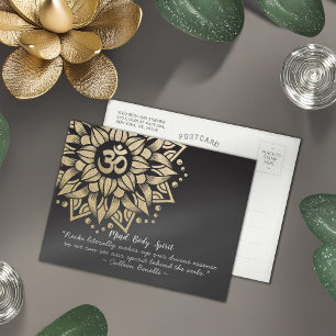Carte Postale Yoga Méditation Instructeur or Mandala Om Symbole