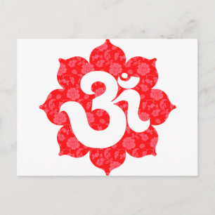 Carte Postale Yoga Om à Lotus Red