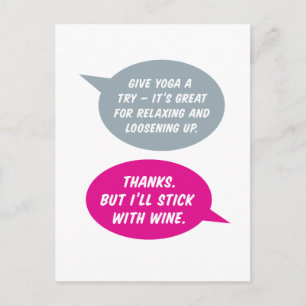 Carte Postale Yoga ou vin ? Ce qui est plus relaxant. Juste pour