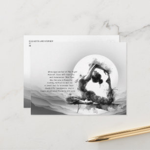 Carte Postale Yoga Reiki à une jambe King Pigeon Pose Aquarelle