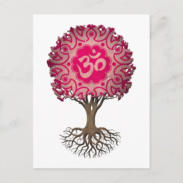 Carte Postale Yoga rose Om Tree of Life (Devant)