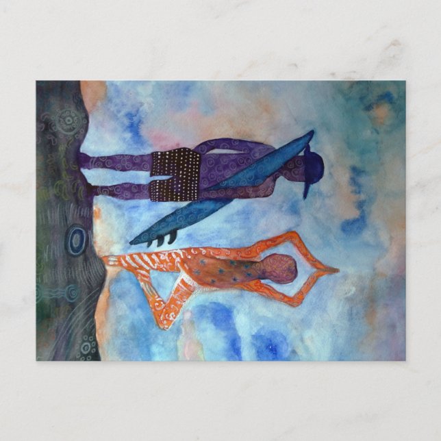 Carte postale Yoga Surf Coucher de soleil (Devant)