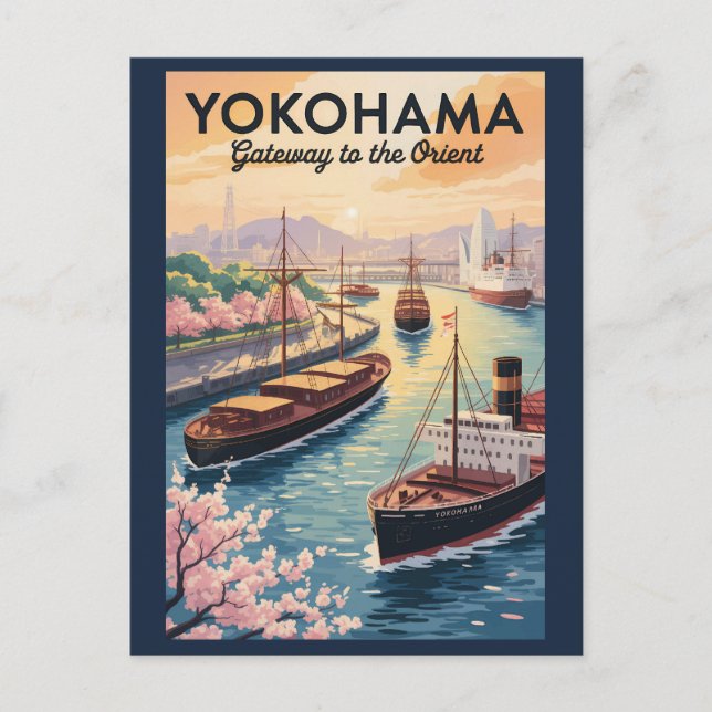 Carte Postale Yokohama Japan Illustration Travel Art Vintage (Devant)