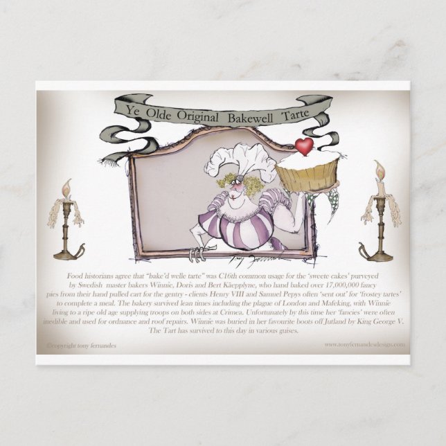 Carte Postale yolde tarte bakewell originale, tony fernandes (Devant)
