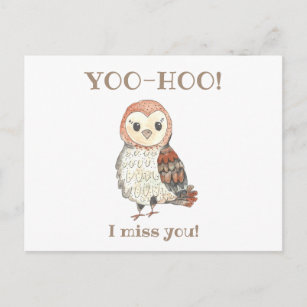 Carte Postale Yoo-hoo Barn Owl Je te manque Enseignant de l'écol
